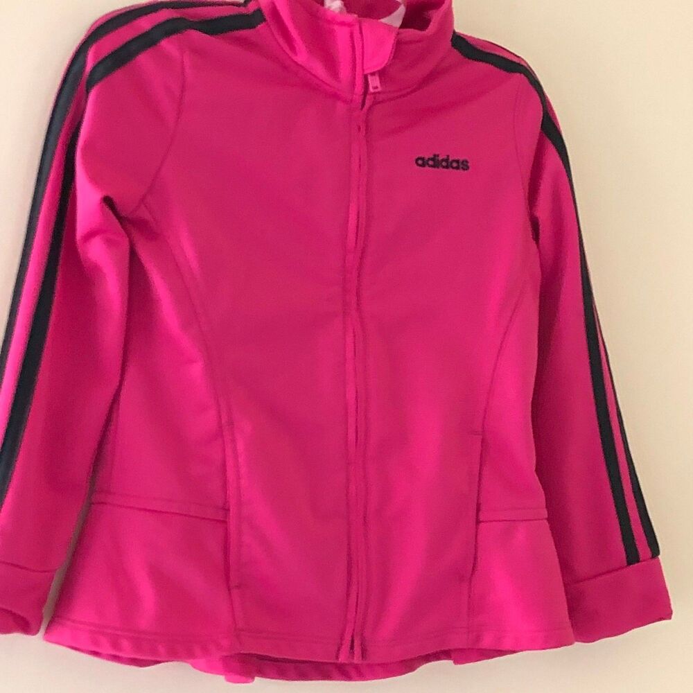 Adidas Girl Jacket Full Zip  Peplum Long Sleeve Pink Size 5 (youth)